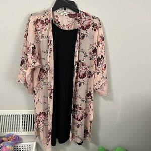 Floral kimono dress set pink wallflower